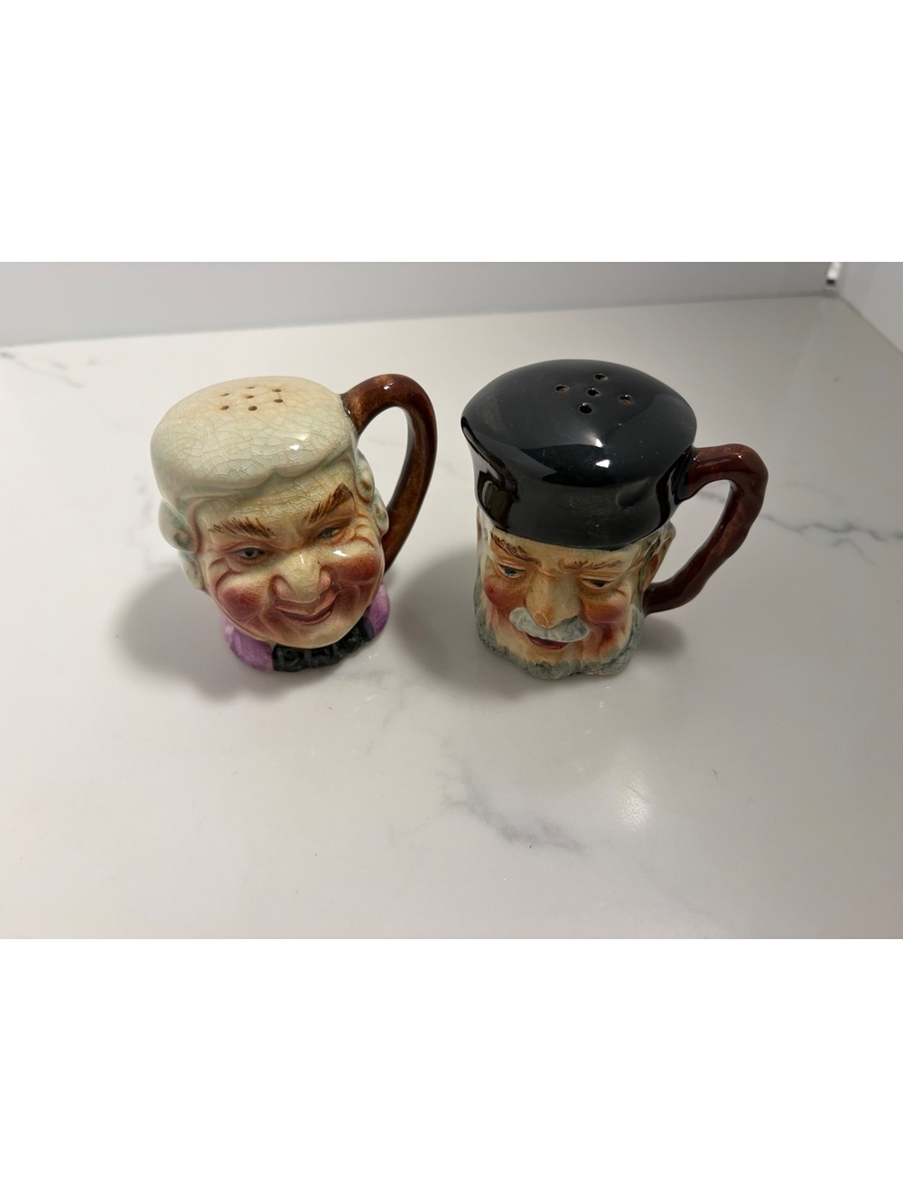 Vintage Toby Jug Salt and Pepper Shakers with Handle, Toby Jug Style, 2